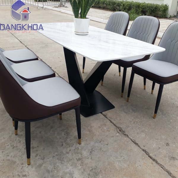Bộ Bàn Ăn Mặt Đá 6 Ghế Nhập Khẩu Cao Cấp - BADK33