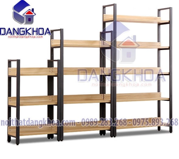 Kệ Trang Trí Gỗ Kết Hợp Sắt Dạng 3 Tầng - KTTDK09