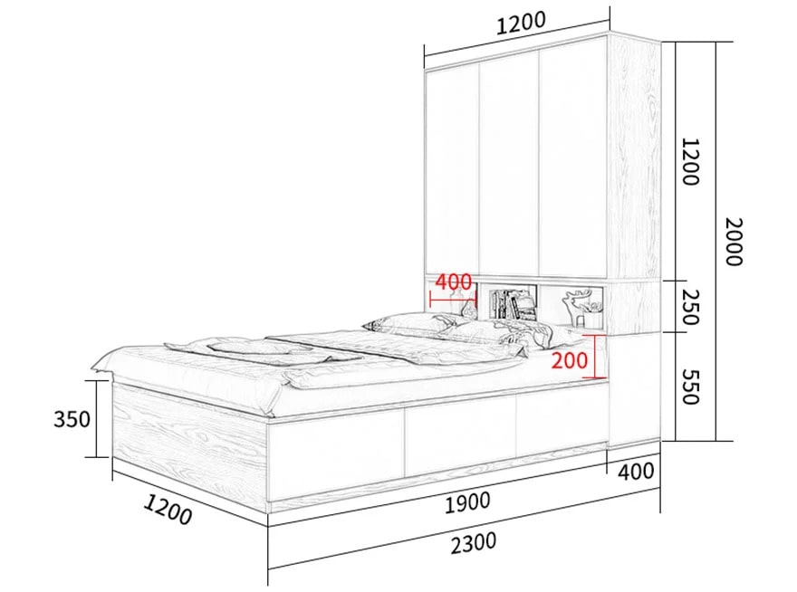 Giường ngủ thông minh kết hợp tủ quần áo - GNDK10